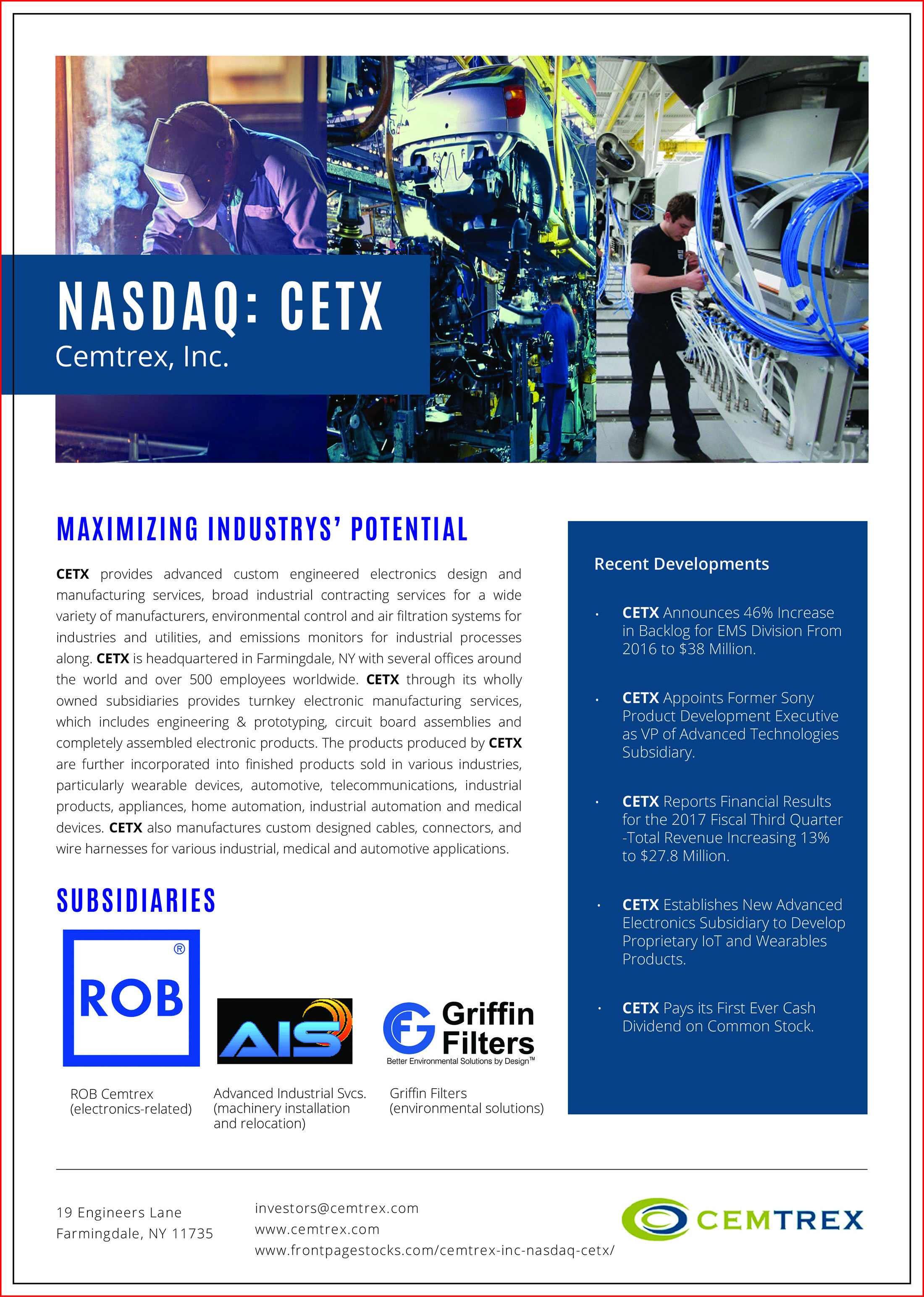Cemtrex CETX Mailer